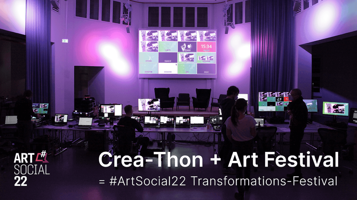 Picture showing a backstage of ArtSocial21 with live-stream setup by N3xtcoder at Spielfeld Digital Hub